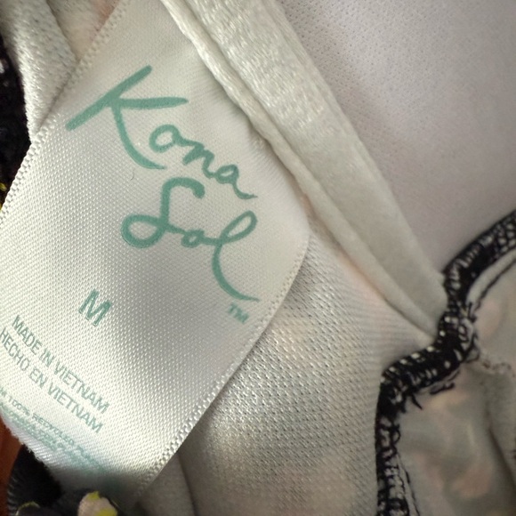 Kona Sol Black and Pink Floral One Piece Swimsuit - Picture 5 of 5